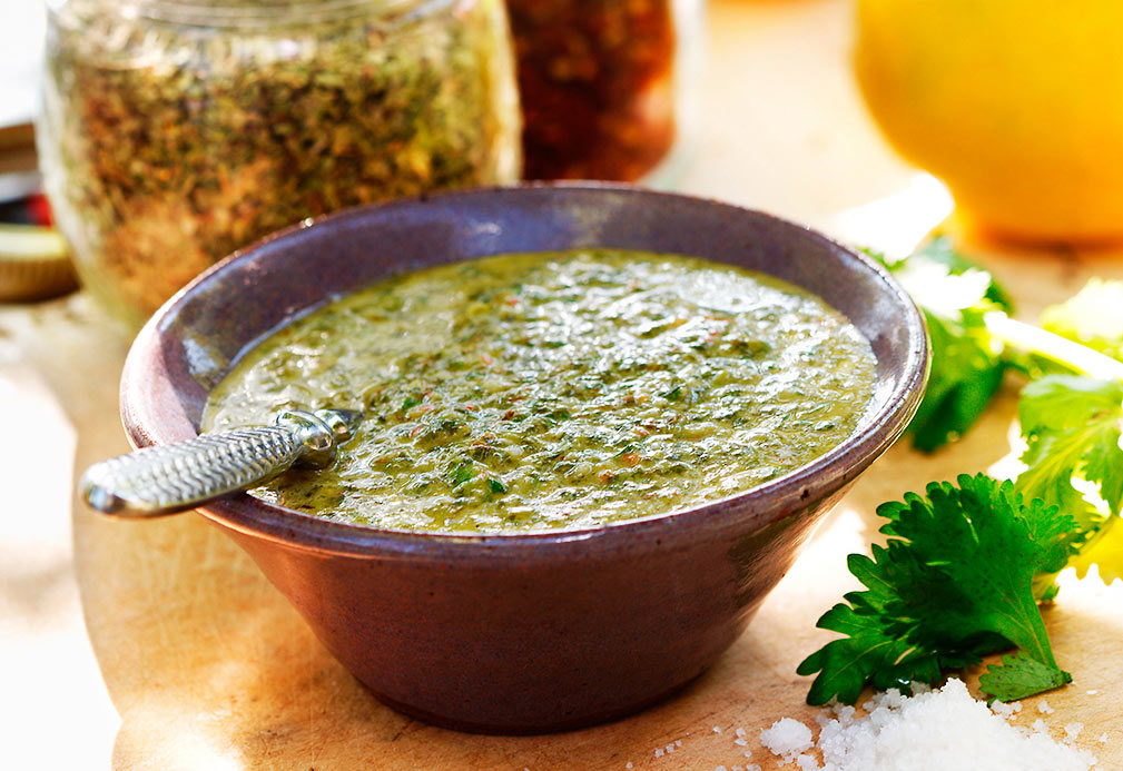 Cilantro Chimichurri Sauce recipe made with canola oil by Kathleen Bruno
