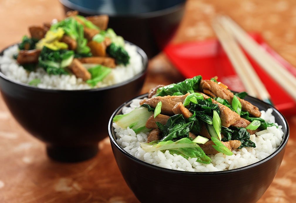 Asian Greens with Pork recipe made with canola oil