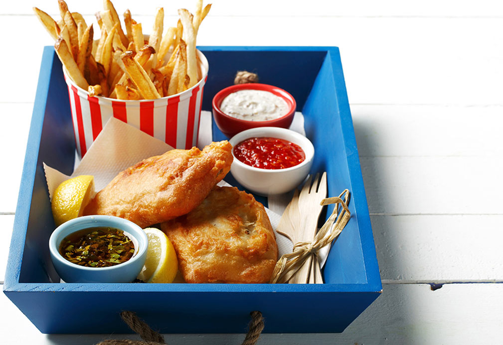Beer Battered Fish and Chips recipe made with canola oil