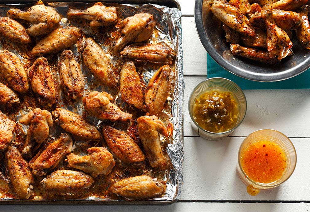 Broiled Chicken Wings With Two Sauces recipe made with canola oil