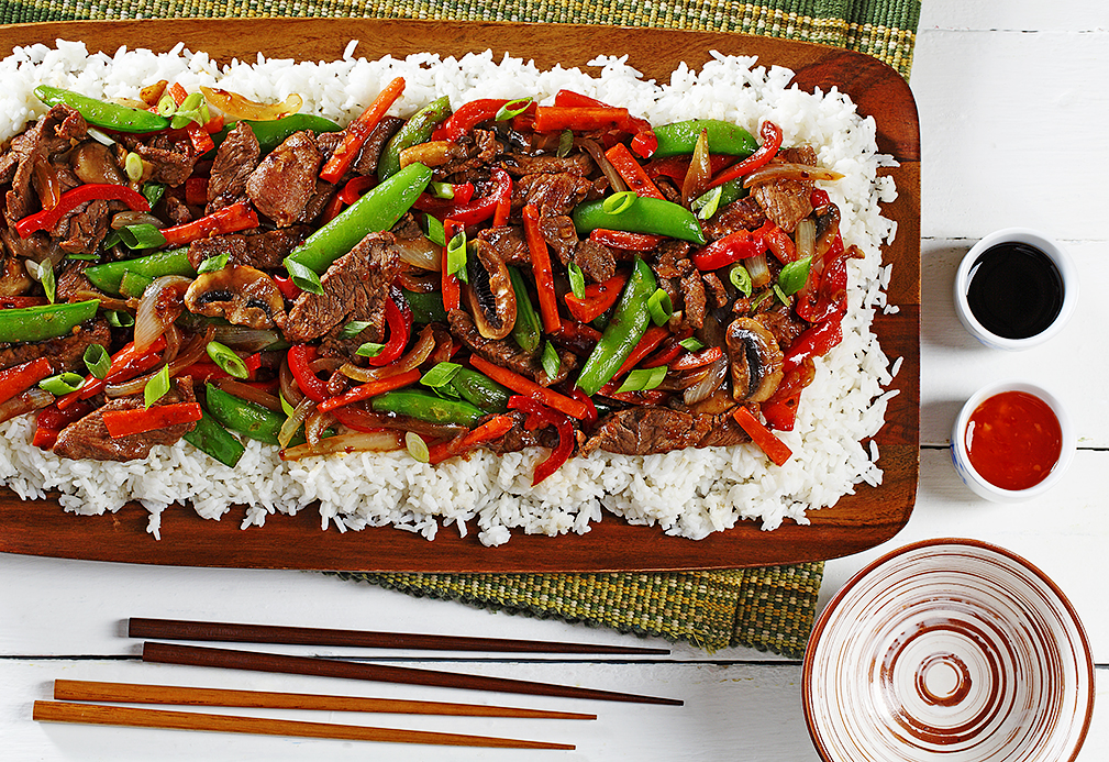 Ginger Beef Stir Fry with Rice recipe made with canola oil