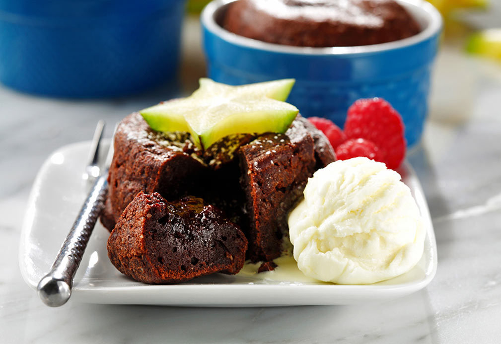 Molten Chocolate Cake recipe made with canola oil by the Culinary Institute of America 