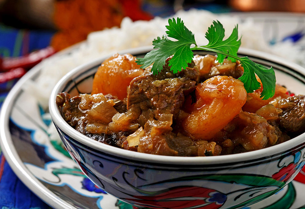 Persian Lamb Stew with Dried Apricots recipe made with canola oil by Raghavan Iyer