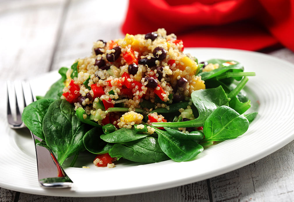 Quinoa, Black Bean & Mango Salad recipe made with canola oil by Julie Van Rosendaal
