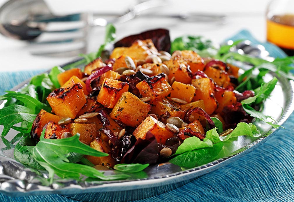 Roasted Butternut Squash Salad with Chile Vinaigrette recipe made with canola oil by Guadalupe García de León  