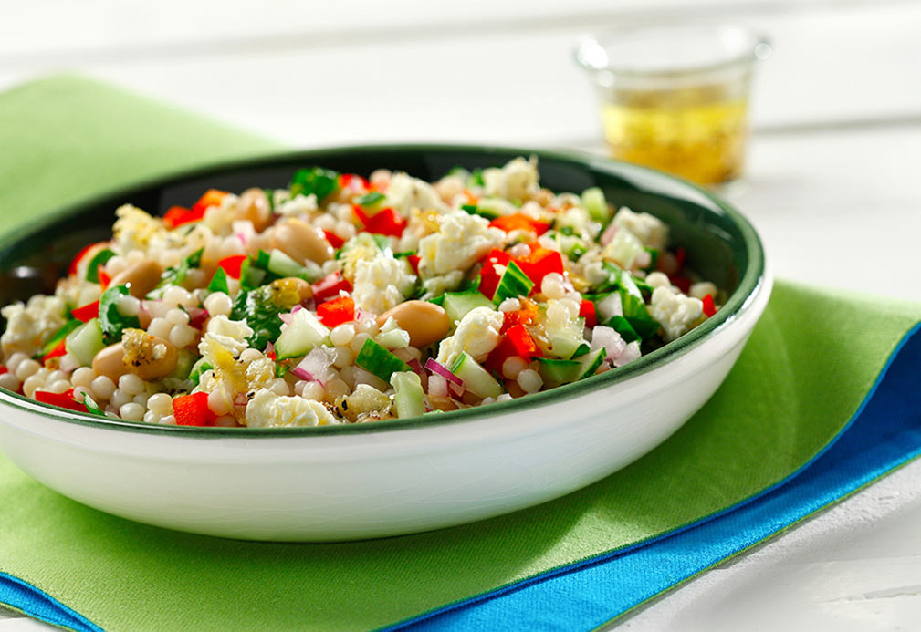 Rosemary Feta Pearl Couscous Salad recipe made with canola oil by Nancy Hughes