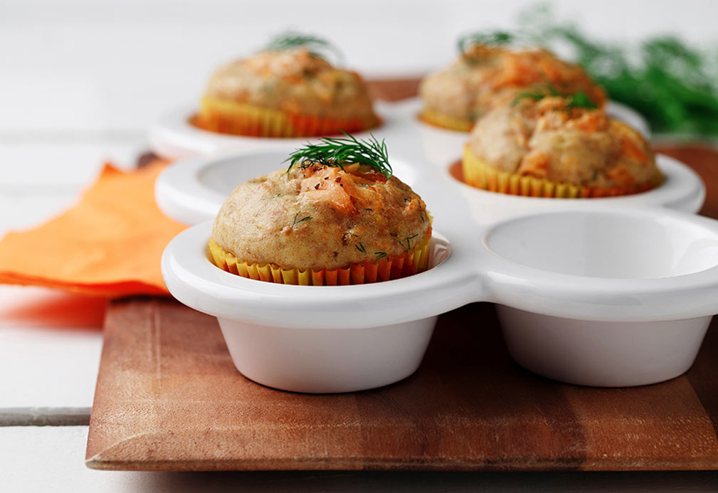 Salmon and Dill Pancake Muffins recipe made with canola oil by Patricia Chuey
