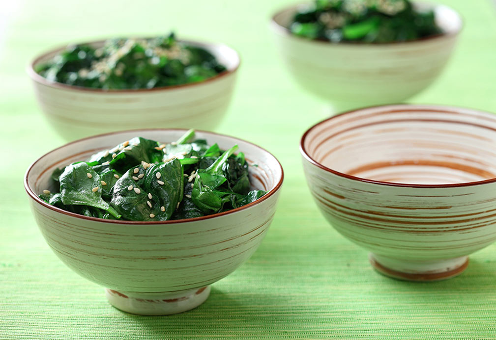 Stir-Fried Baby Spinach recipe made with canola oil by Stella Fong