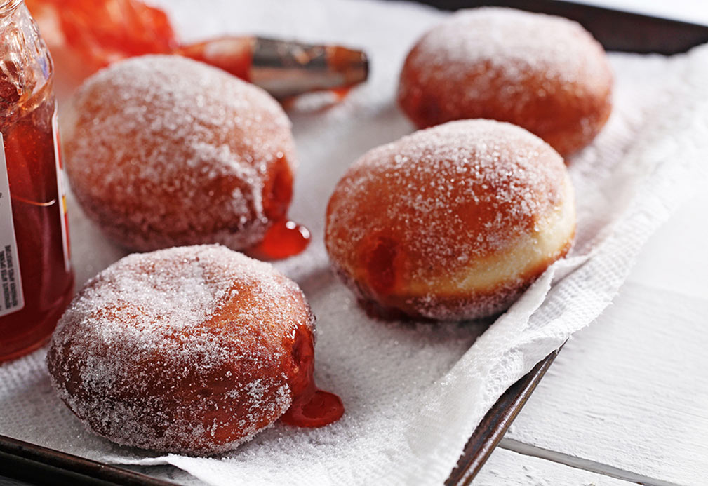 Sufganiyots (Jelly Filled Doughnuts) recipe made with canola oil by Nancy Hughes