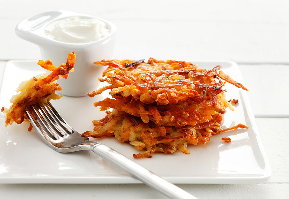 Two Potato Latkes recipe made with canola oil by Donna Washburn and Heather Butt 