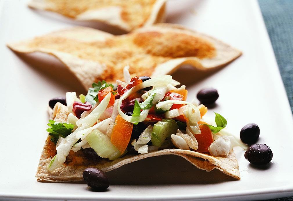 Zesty Coleslaw with Whole Wheat Tortilla Triangles recipe made with canola oil